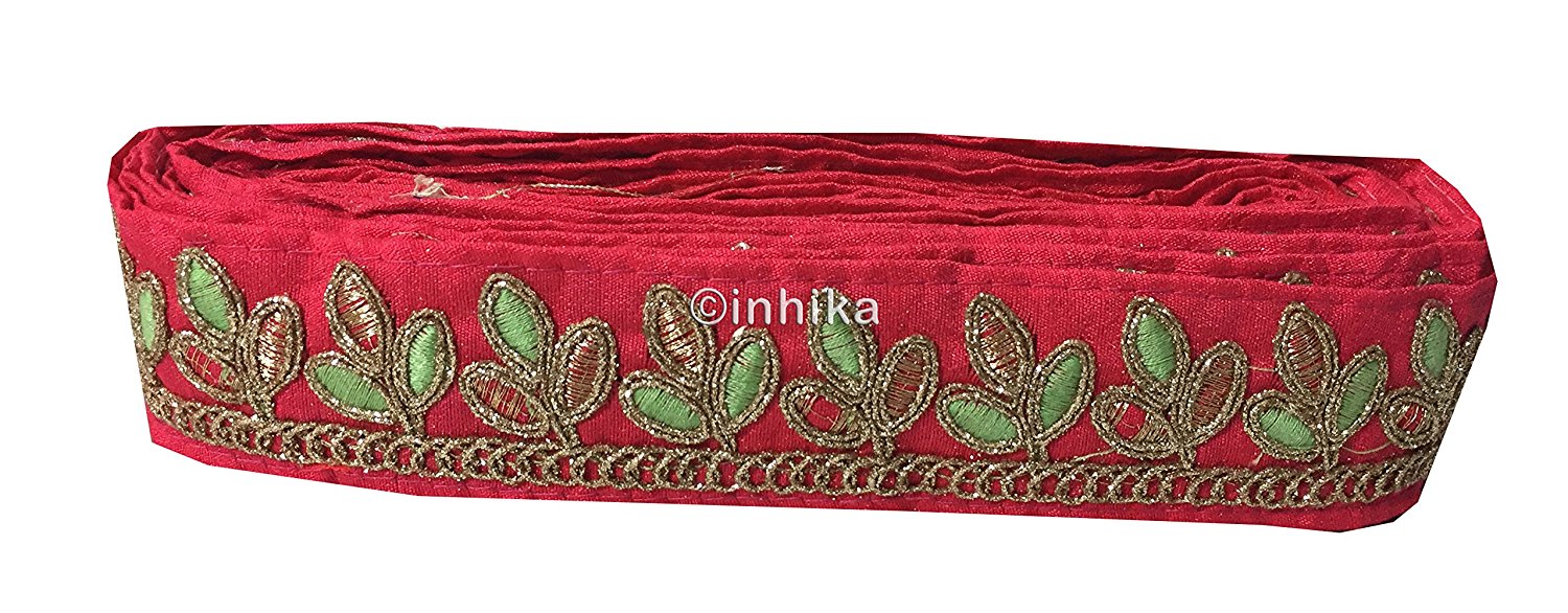 Inhika 9 Meters Lace Border Material, Embroidered, Velvet Fabric