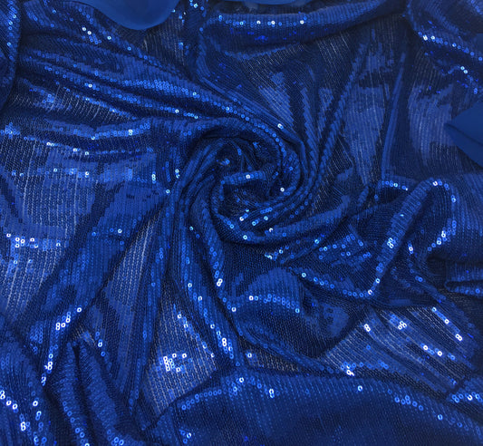 Blue Sequence Fabric Material on Georgette