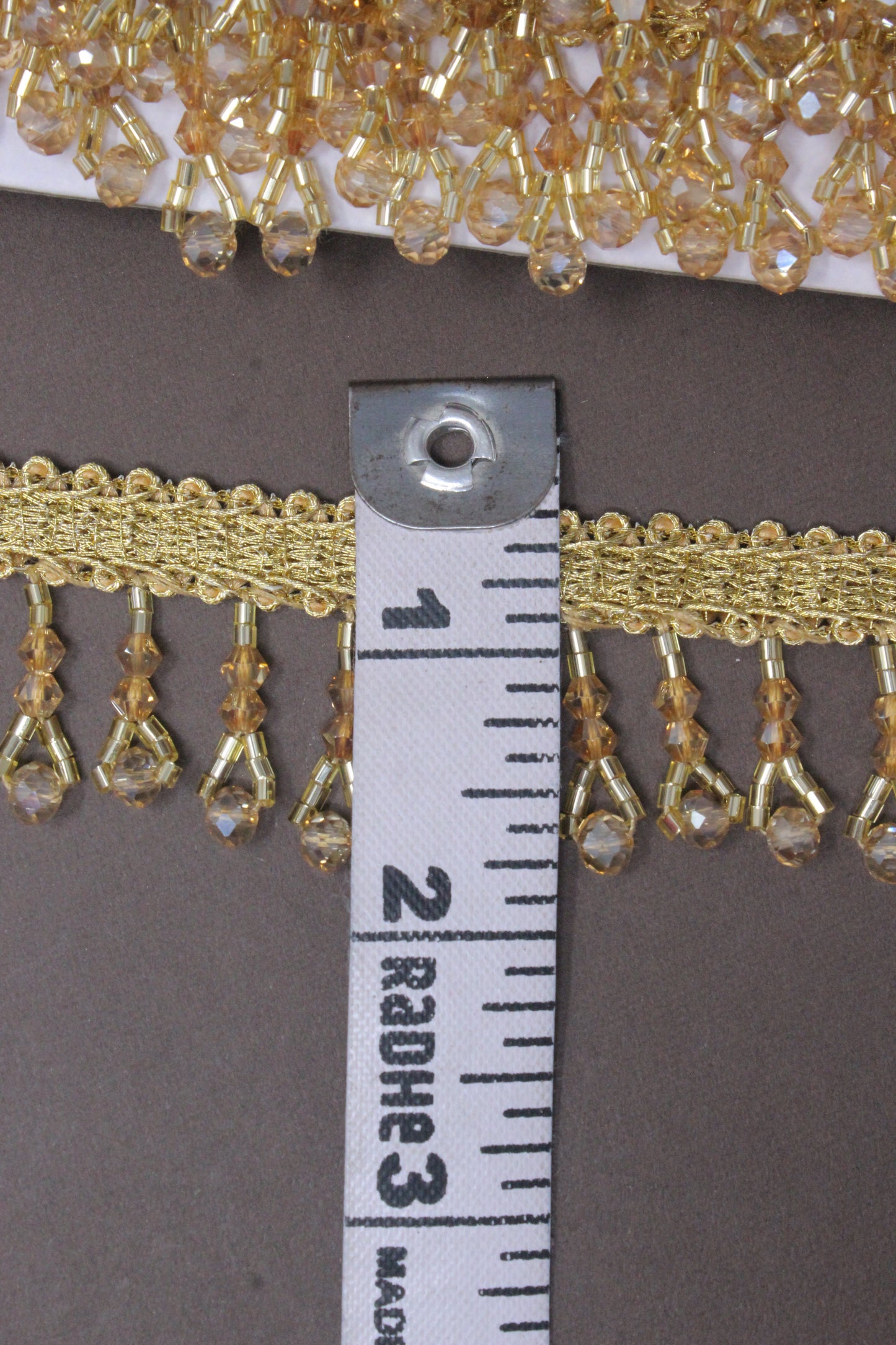 Golden Crystal Latkan Lace in Cutdana  - 3 Meter