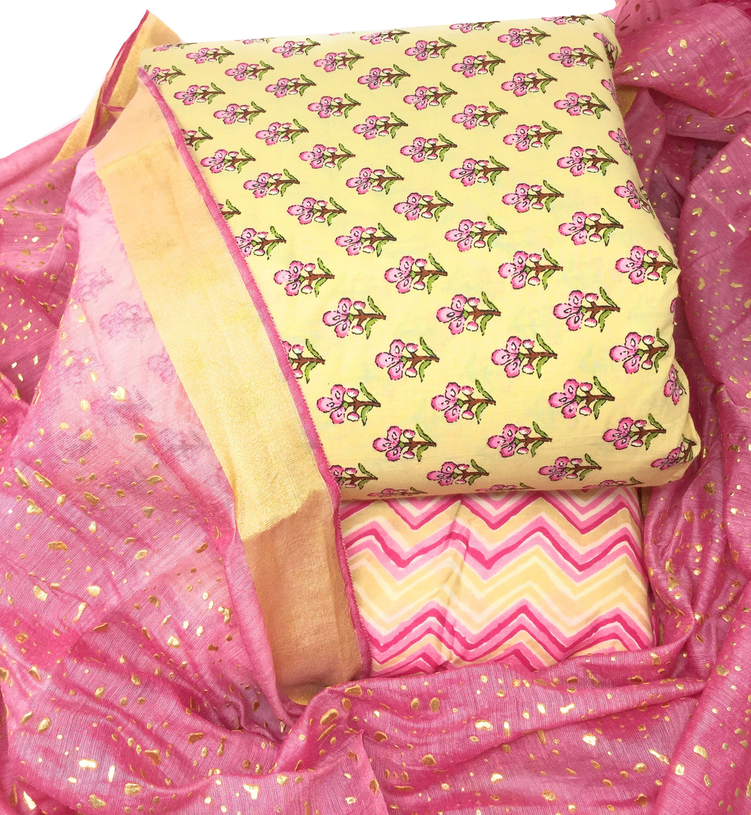 Women 100% Cotton Unstitched Party Wear Printed Indian Salwar Kameez  Material | eBay