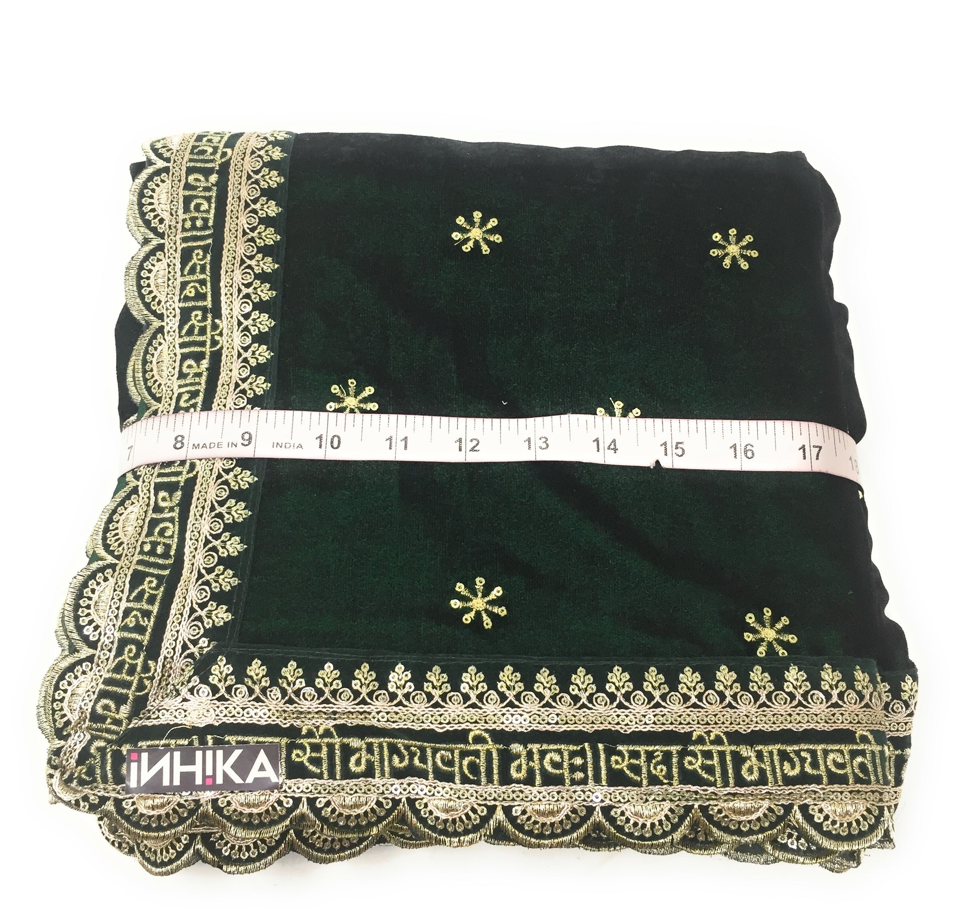 Embroidered bridal green velvet dupatta