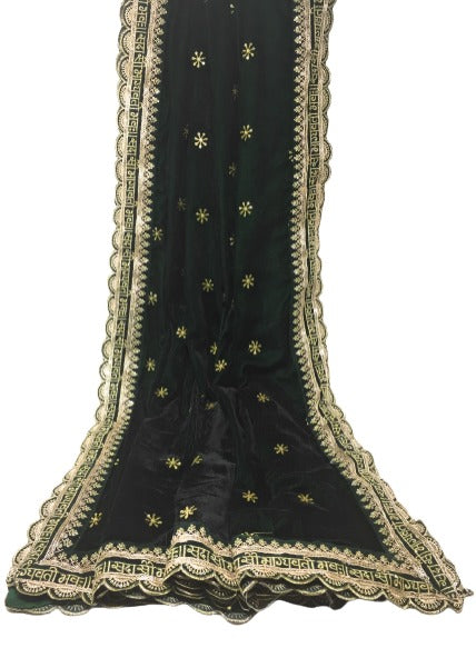 Bridal Green Dupatta in Velvet