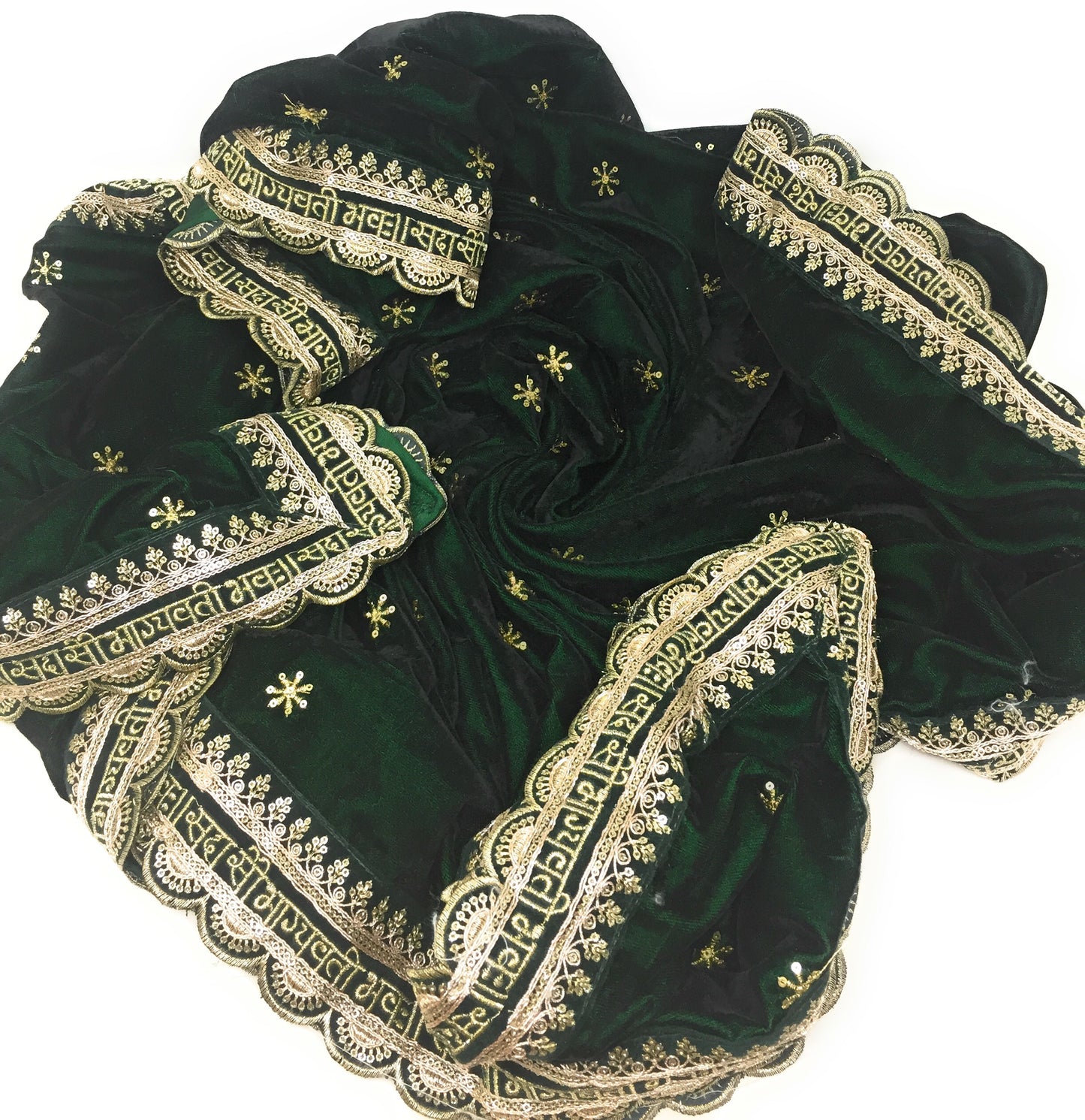 Bridal Green Dupatta in Velvet