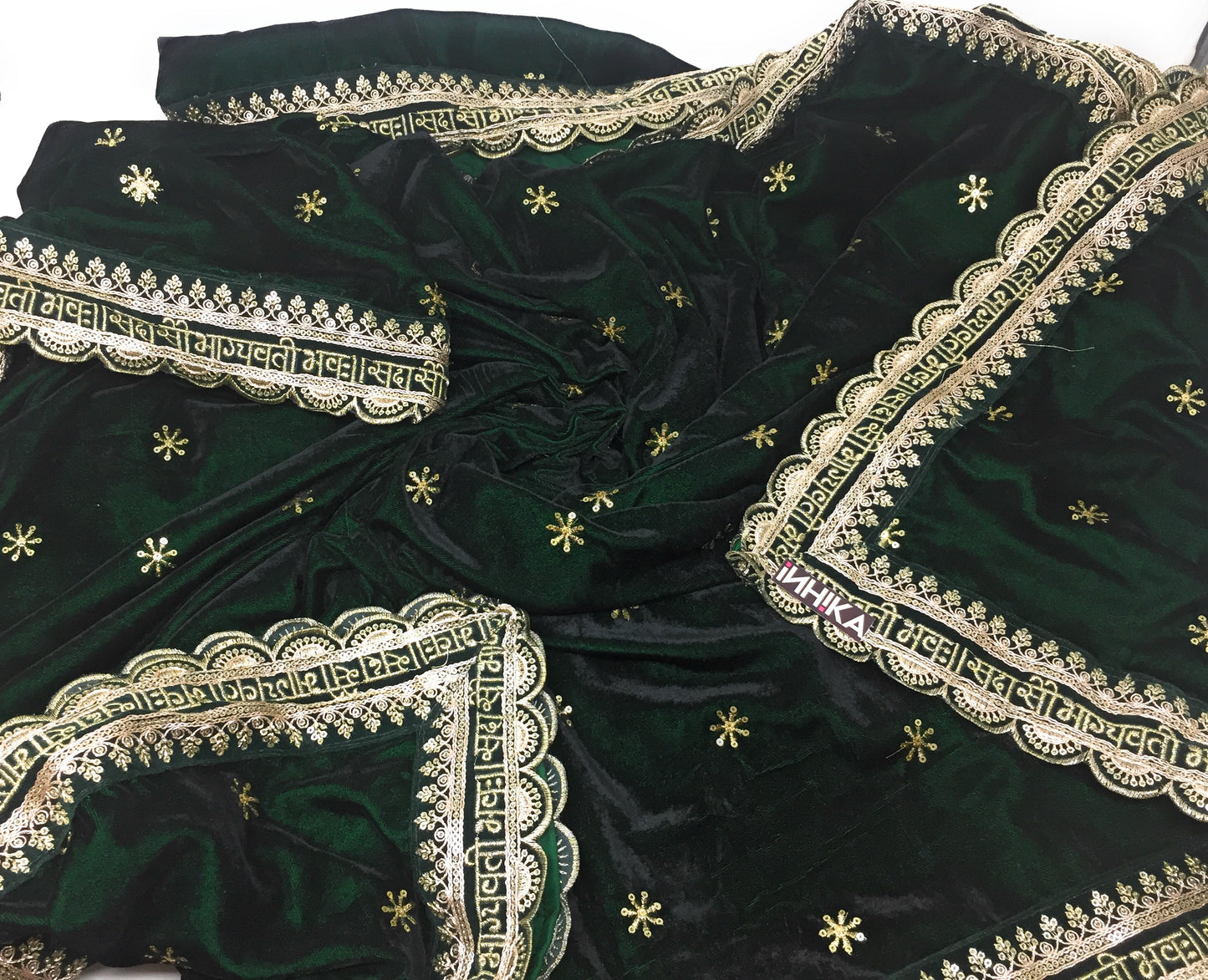 Bridal Green Dupatta in Velvet