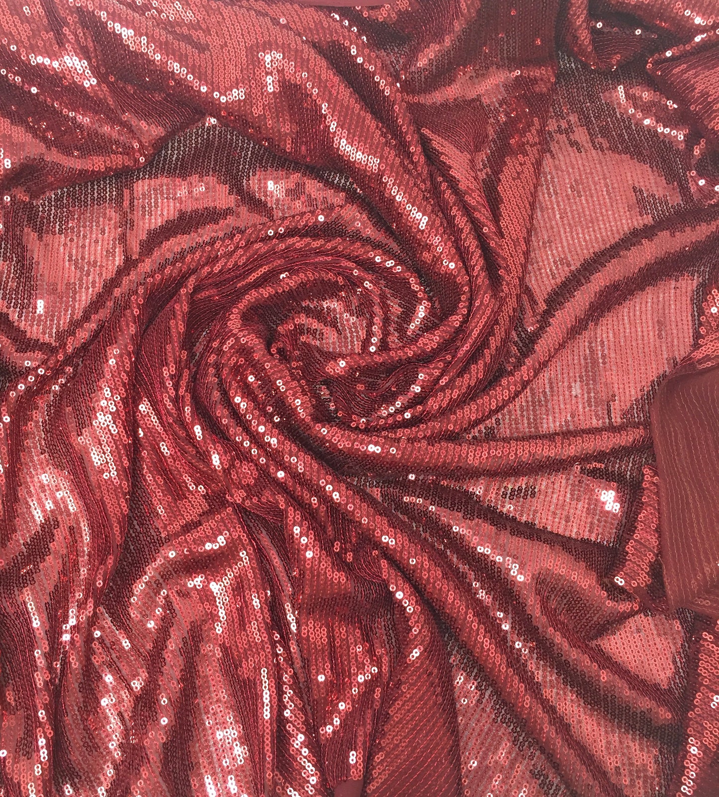 Maroon Sequin Fabric Material on Maroon Georgette