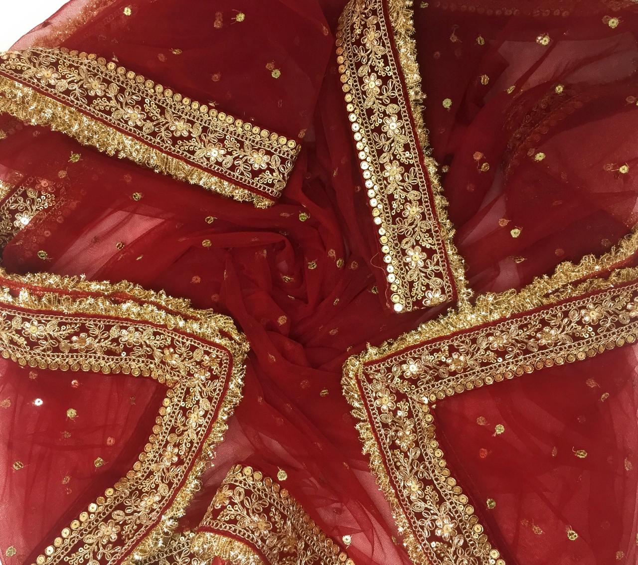 heavy maroon bridal dupatta