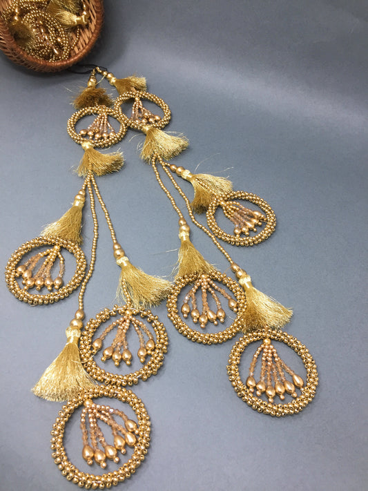 Heavy Golden Latkan For Lehenga In Gold, Set of 2