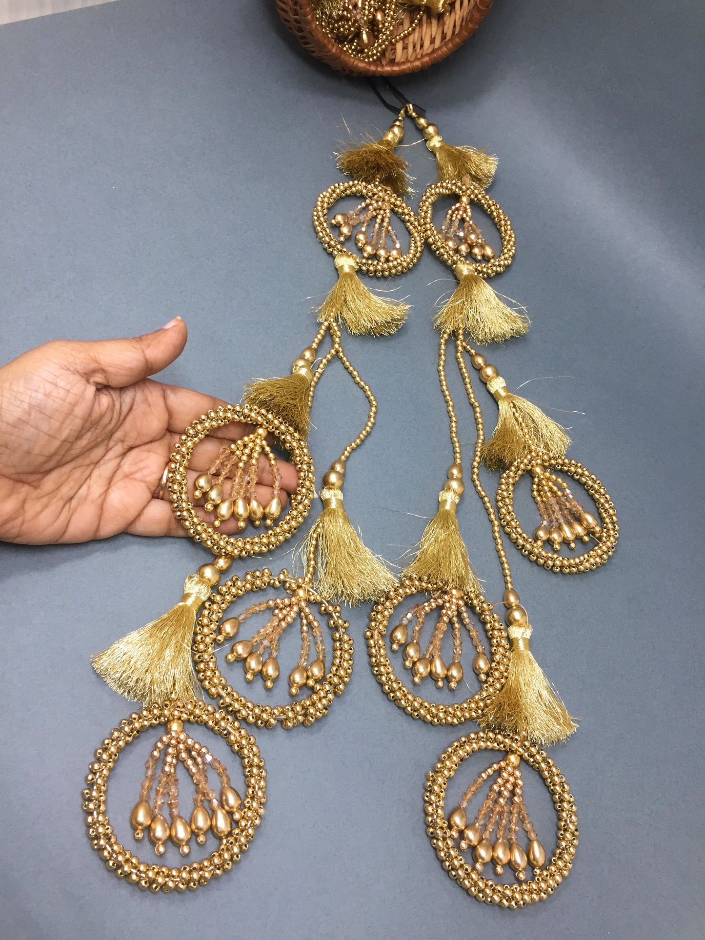 Heavy Golden Latkan For Lehenga In Gold, Set of 2