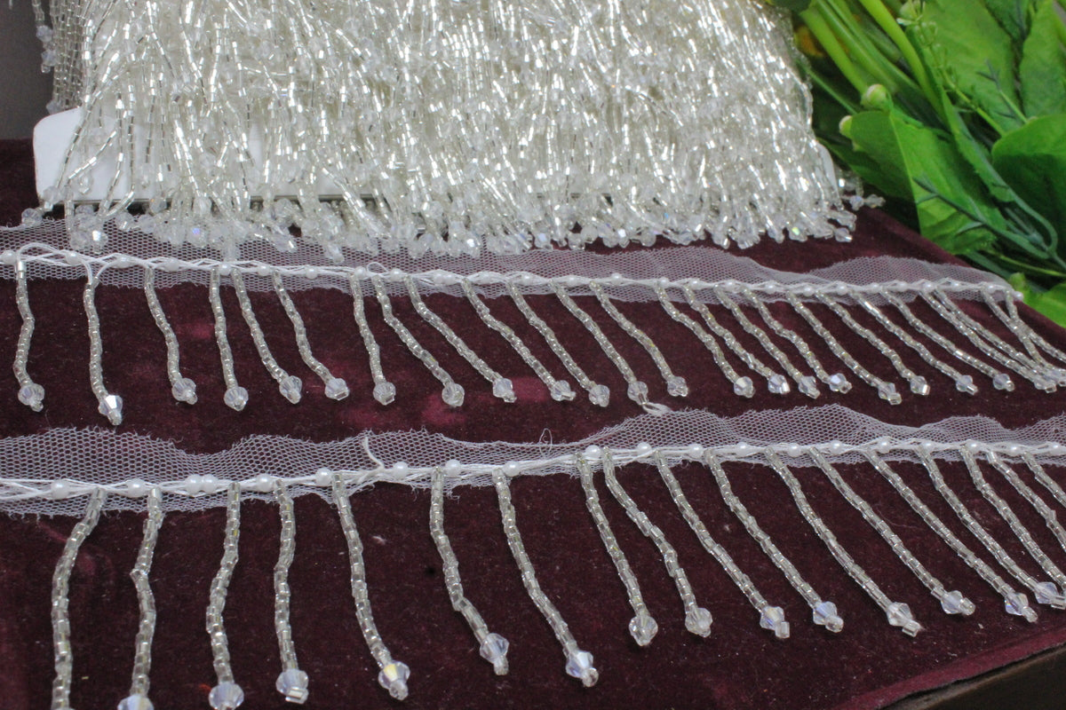 Latkan Lace In Silver Crystal, Cutdana - 3 Meter