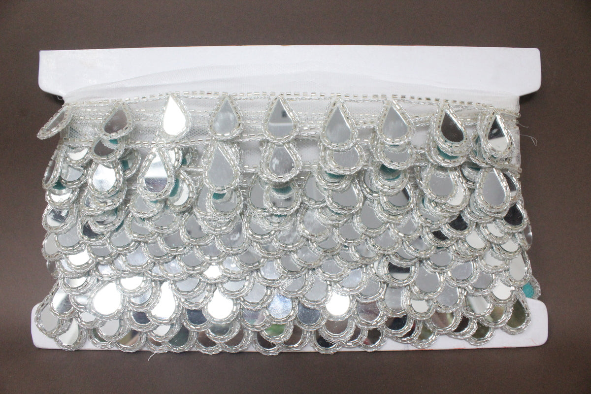 Latkan Lace in Silver, Real Mirror - 3 Meter