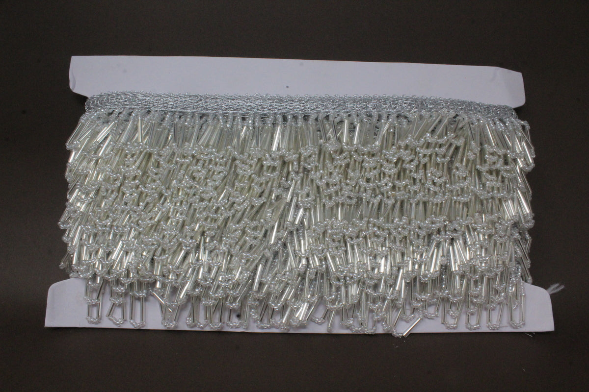 Silver Latkan Lace in Cutdana Beads - 3 Meter