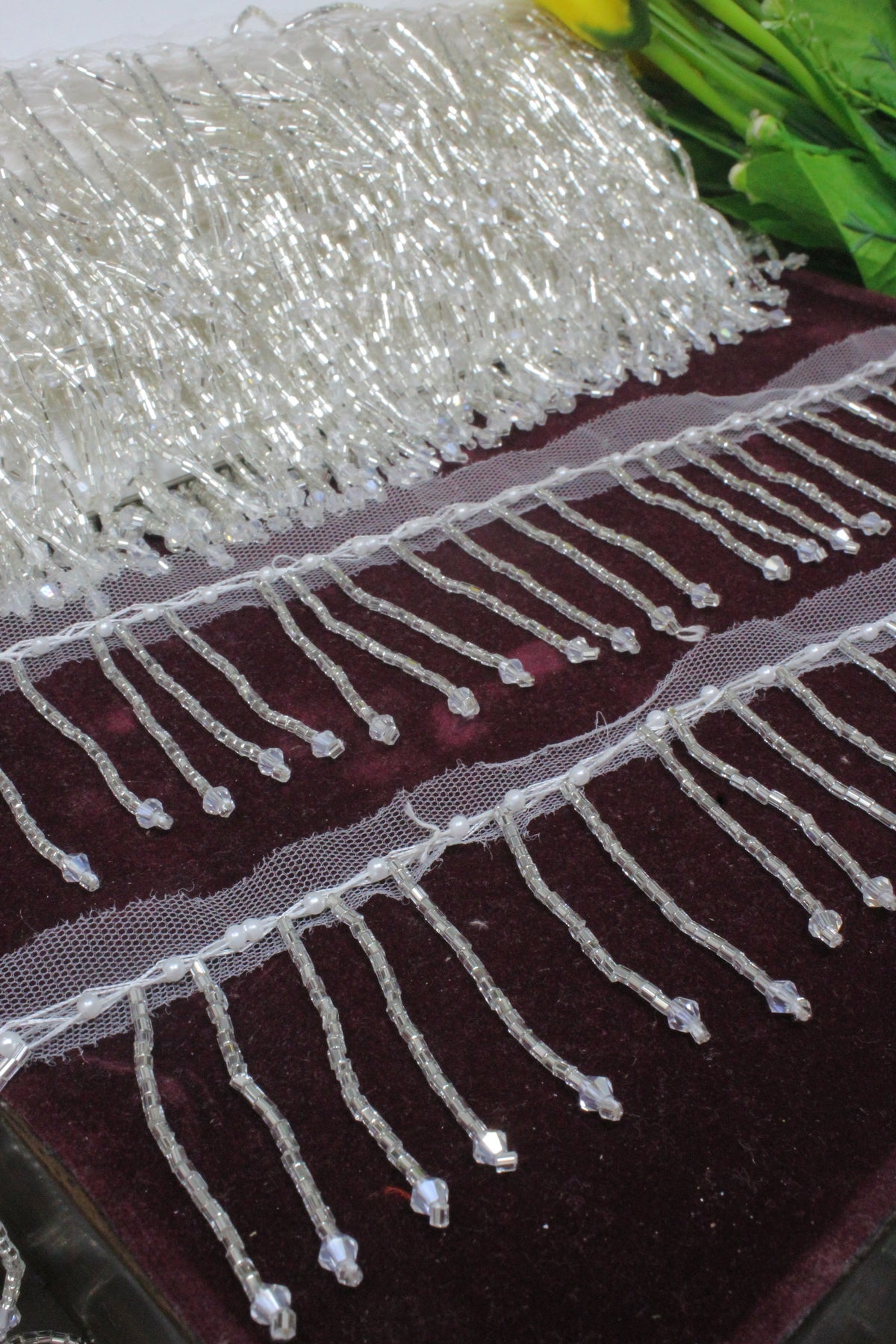 Latkan Lace In Silver Crystal, Cutdana - 3 Meter