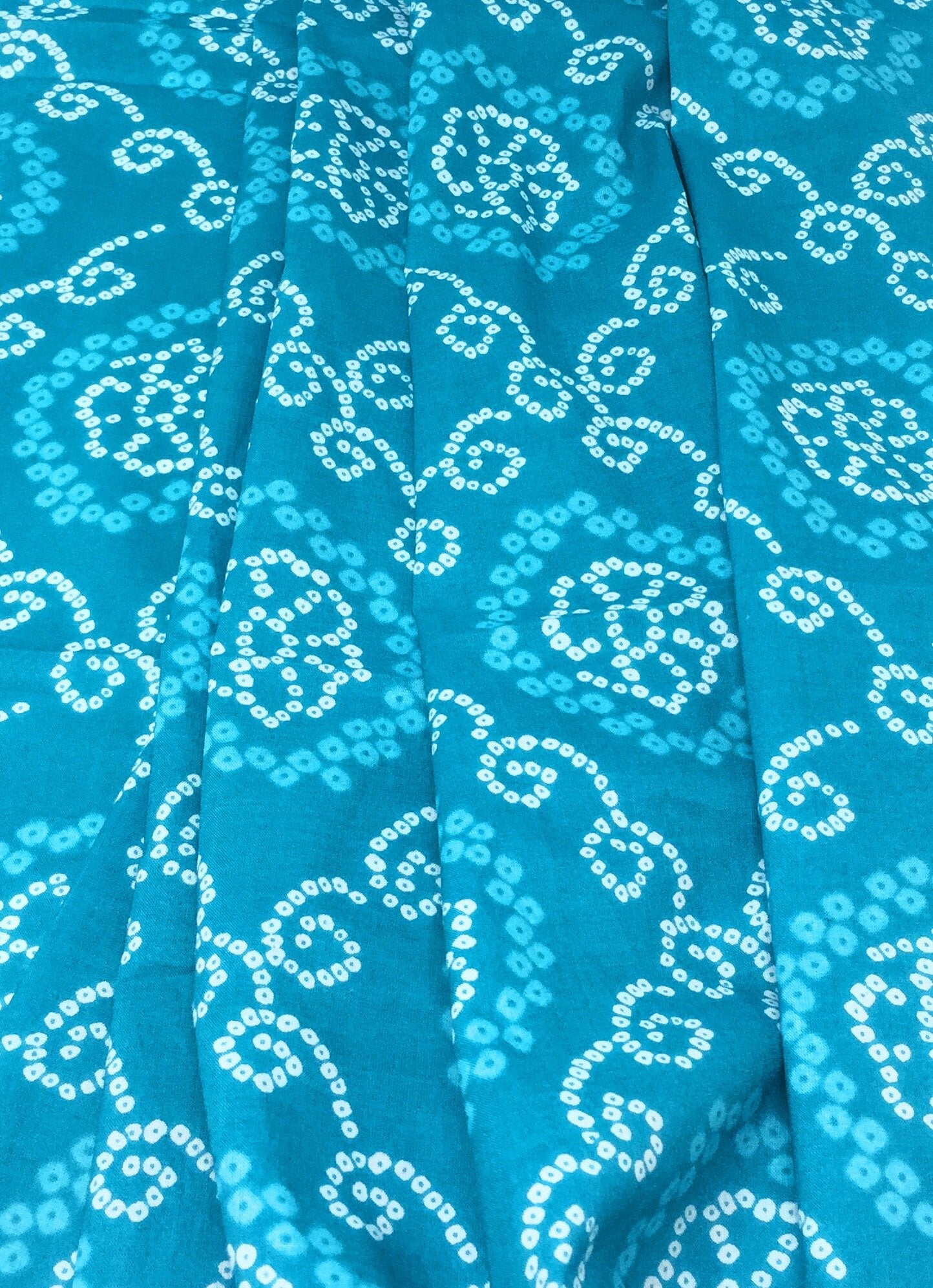 Pure Cotton Torquoise Blue Printed Fabric Material 