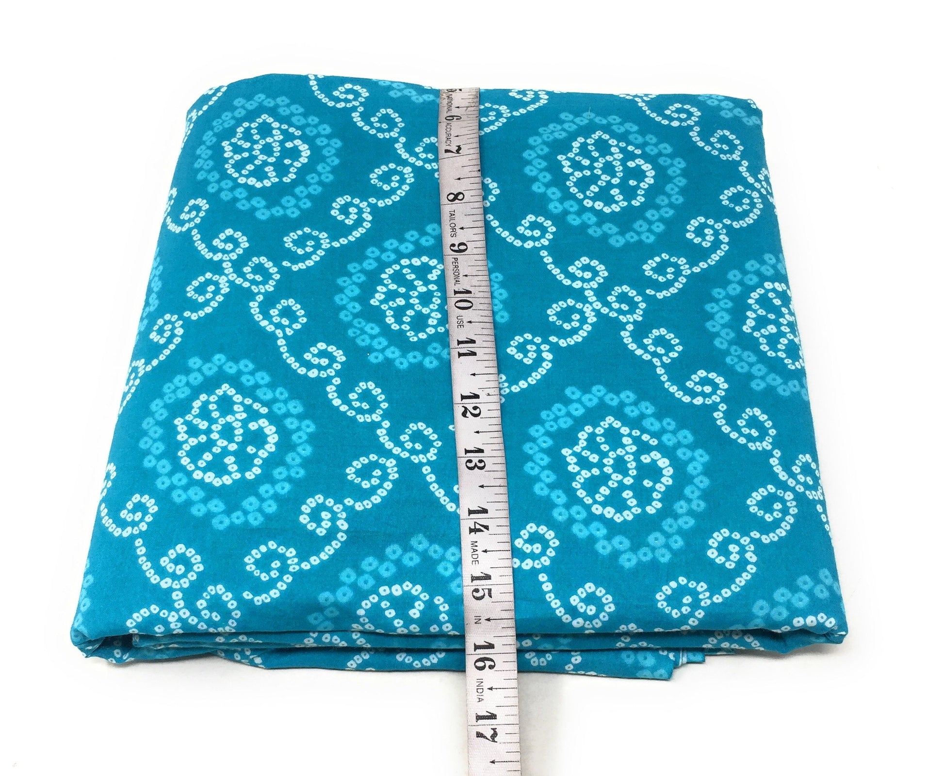 Cotton Torquoise Blue Machine Printed Fabric Material