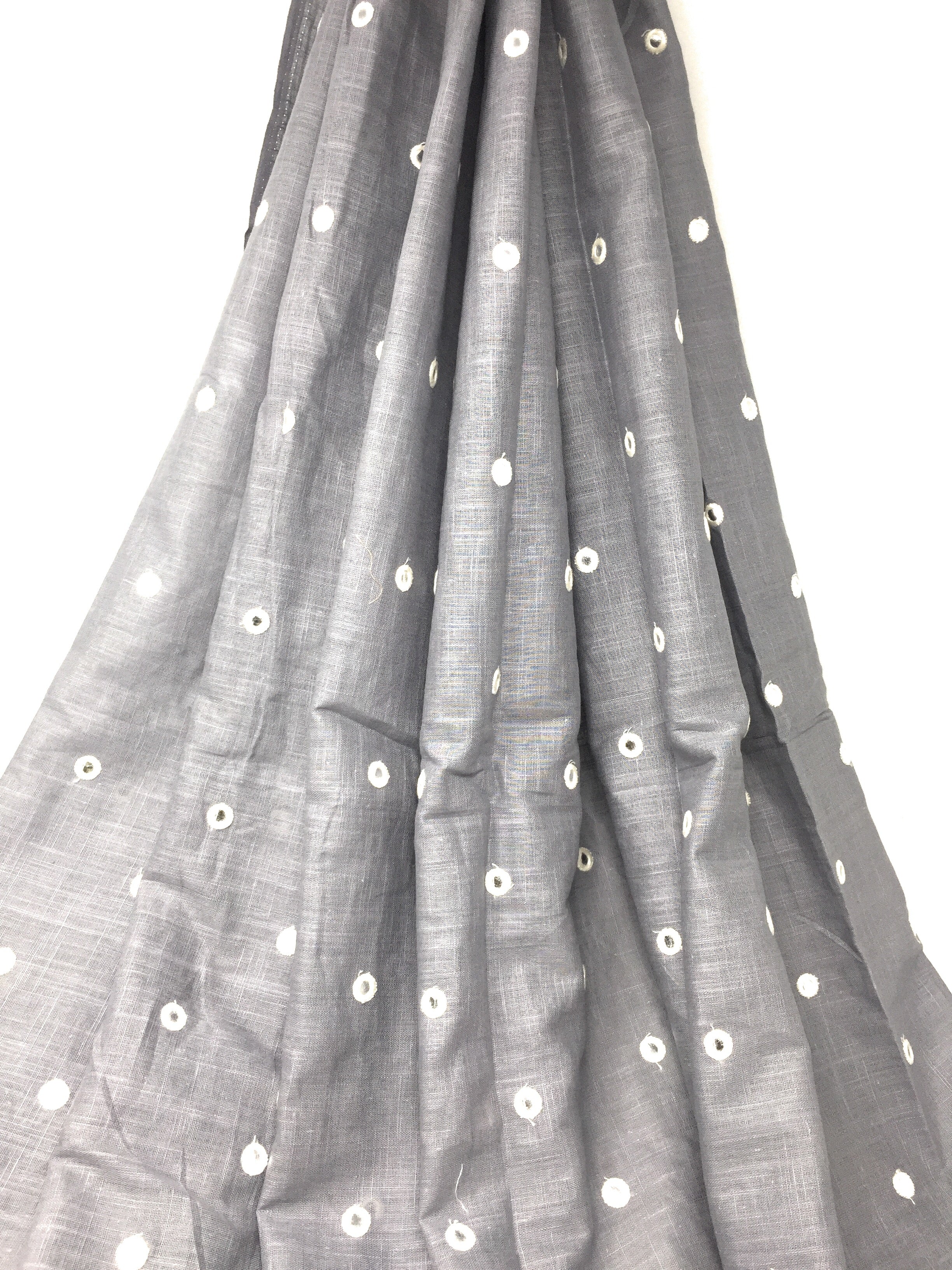 Mirror Work Cloth In Pure Cotton In Grey - By the Yard | By Meter ...