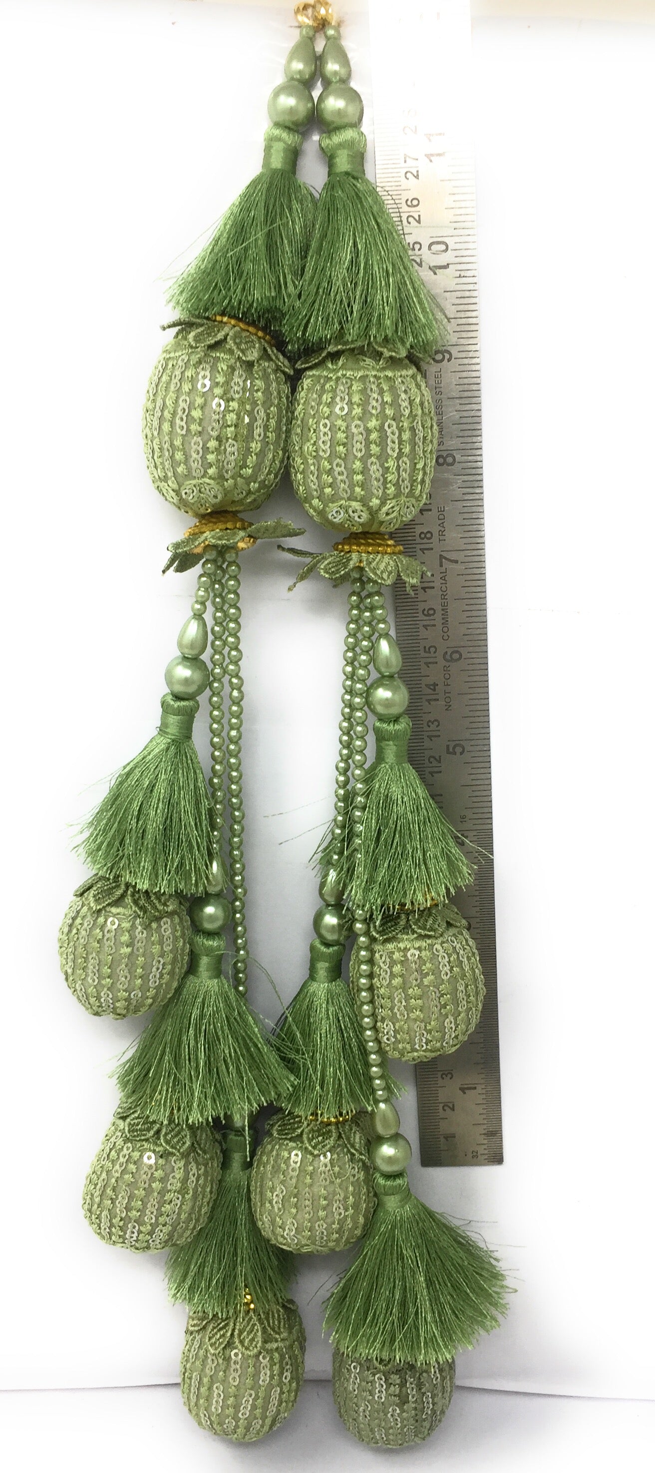Olive Green tassel design for lehenga - Set of 2