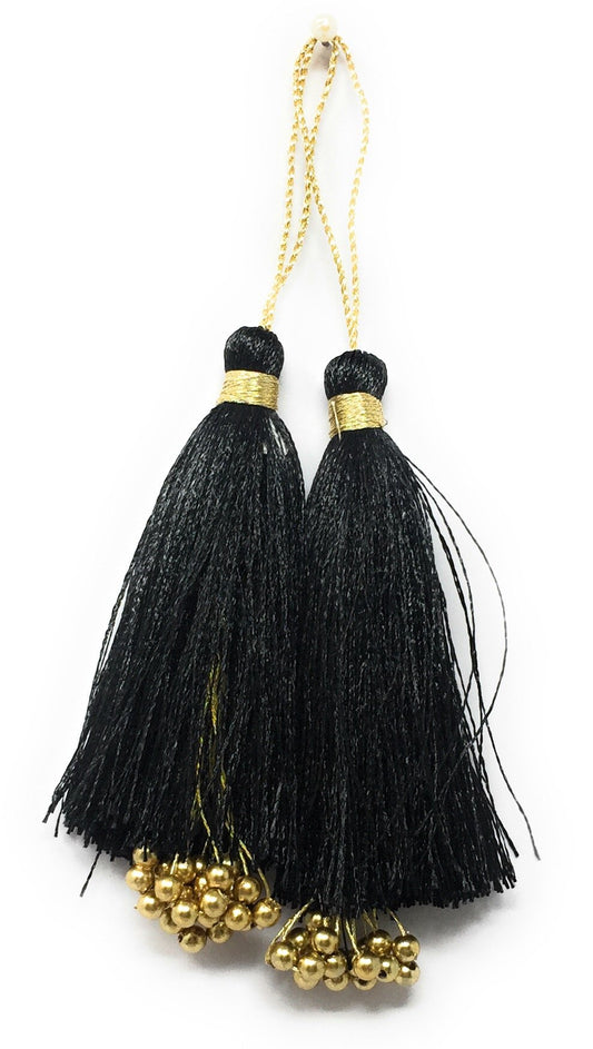 Latkan suit blouse tassel hanging Black 15283