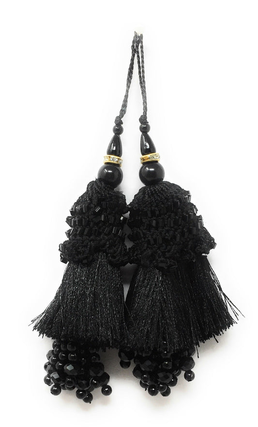 Latkan suit blouse tassel hanging Black 15249