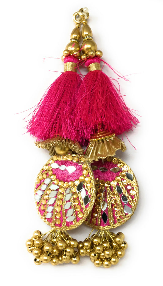 Rani Pink Latkan Tassels Medium for Blouse - Set of 2