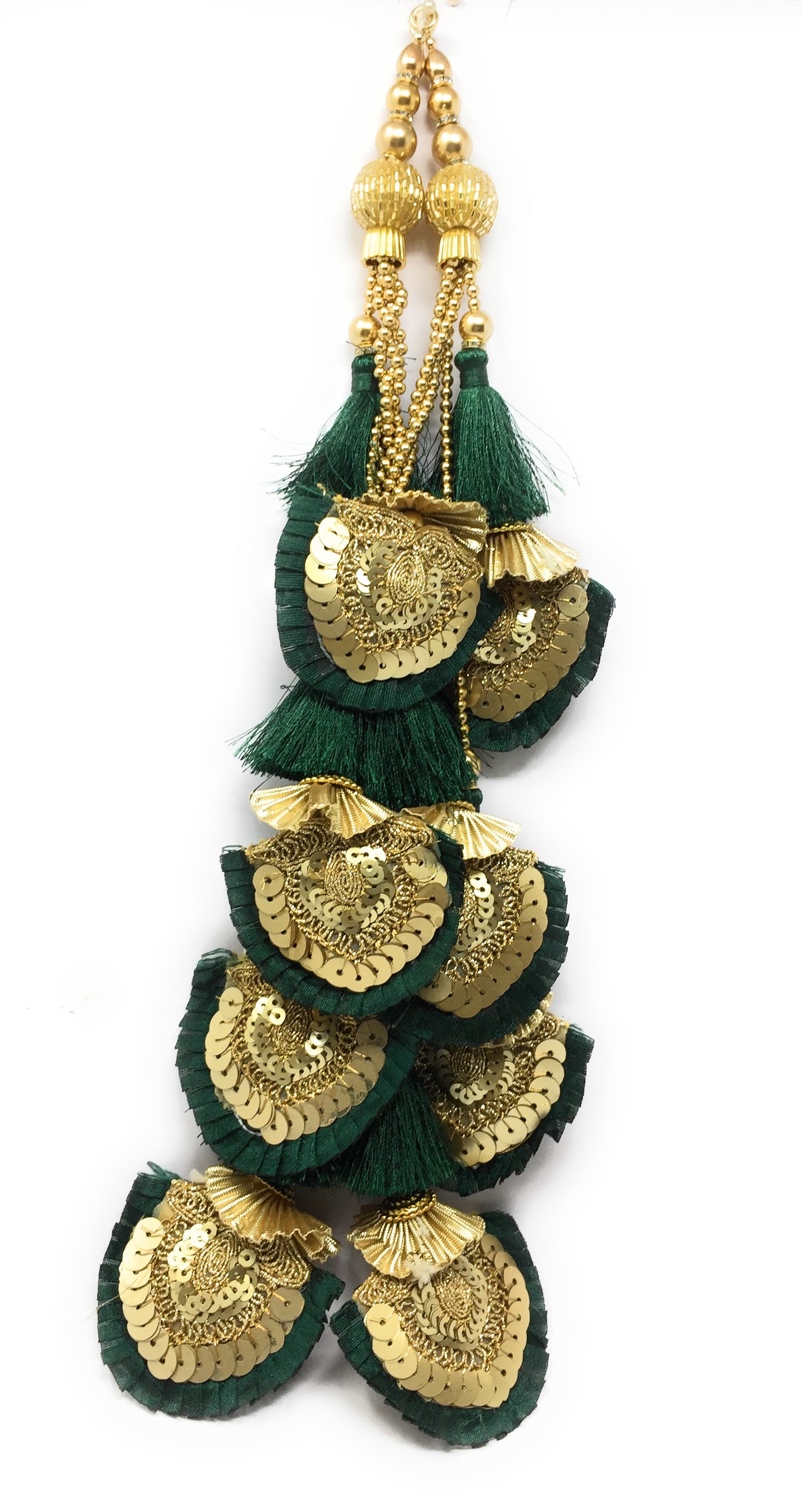 Side Hangings For Lehenga Bottle Green - Set of 2