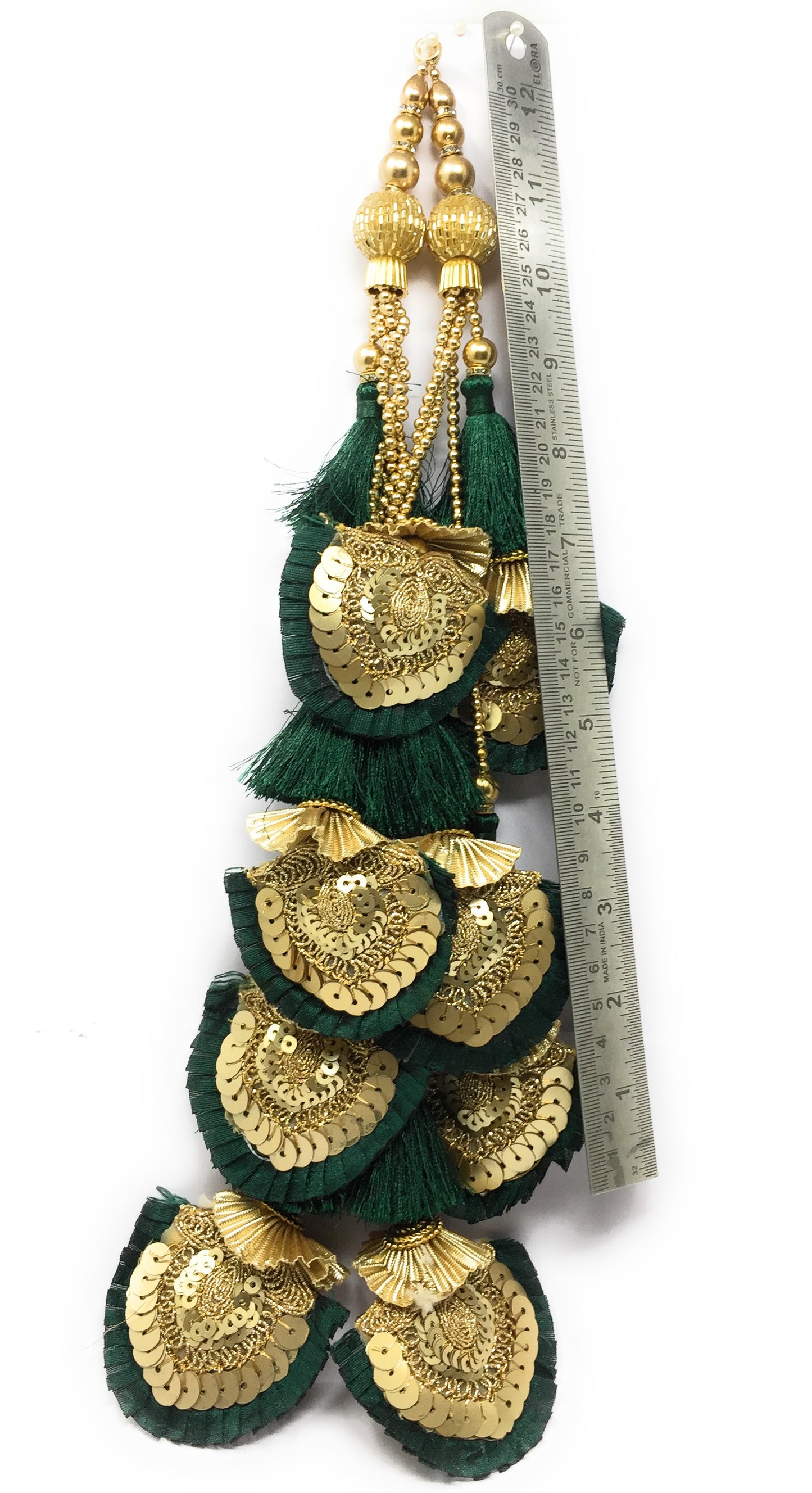 Side Hangings For Lehenga Bottle Green - Set of 2