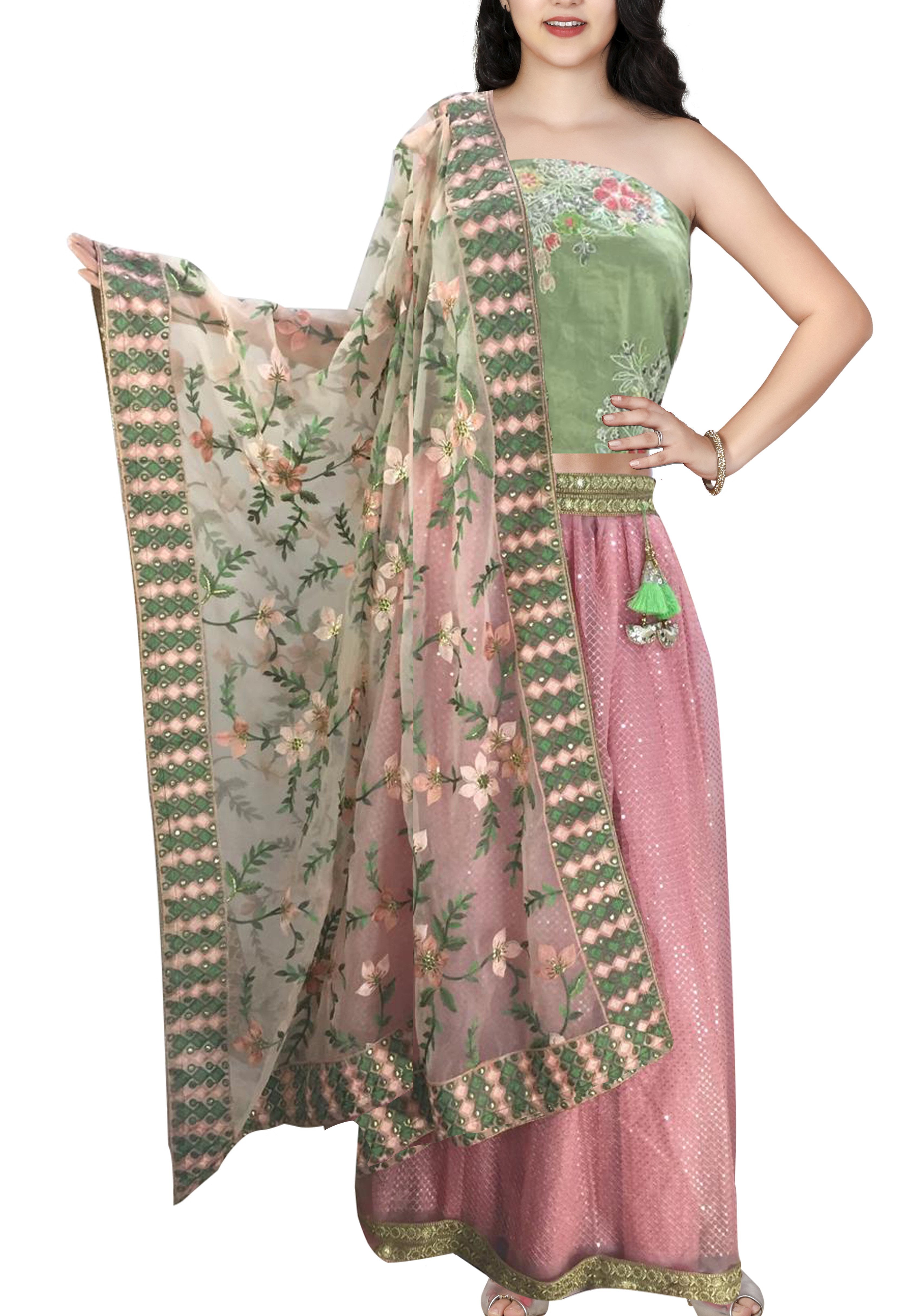 Banarasee Handwoven Art Silk Unstitched Lehenga & Blouse Fabric With M